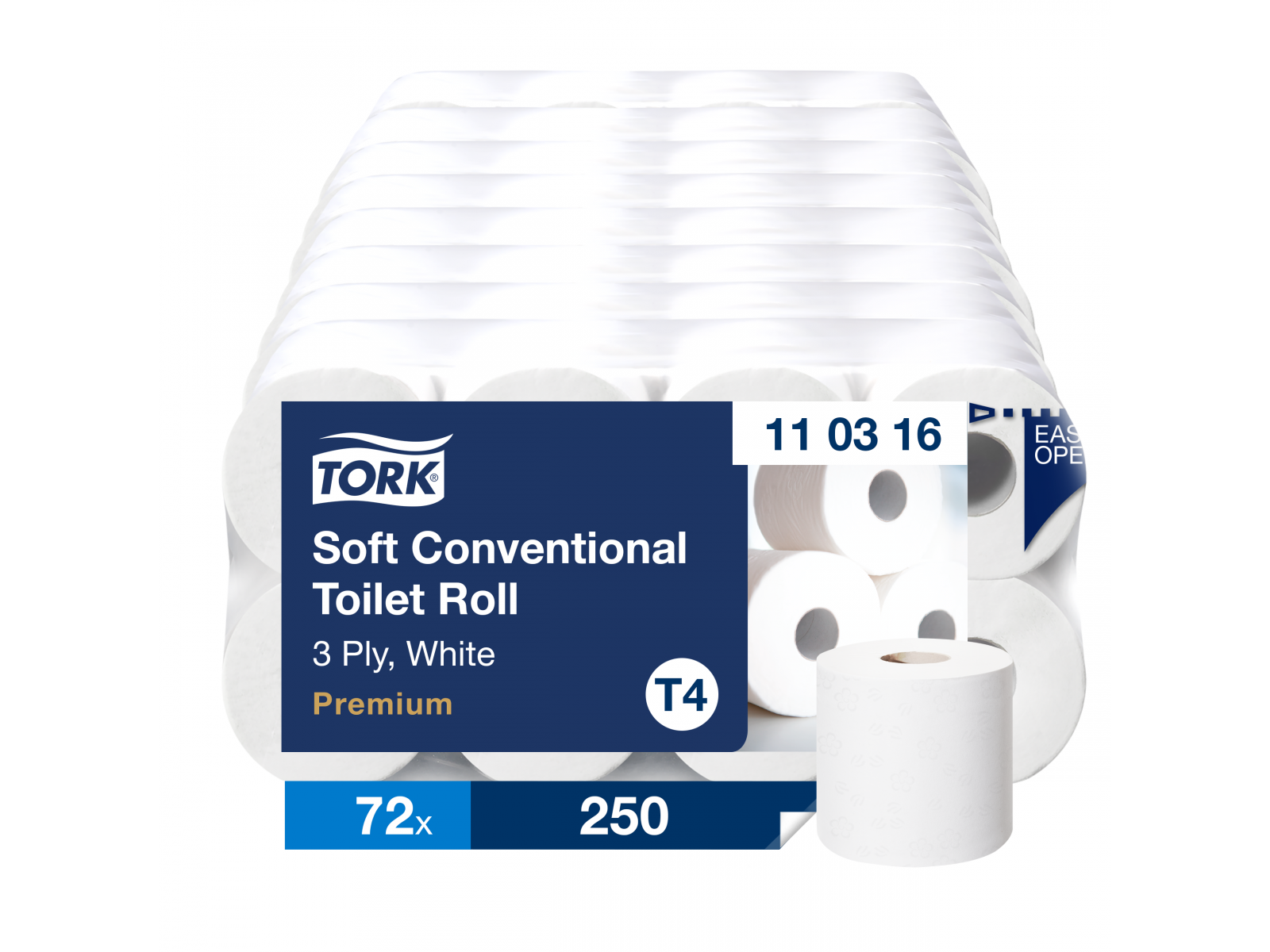 Papier toaletowy T4 TORK Premium Biały 110316 (72 rolki/karton) 27,5m 3 warstwowy